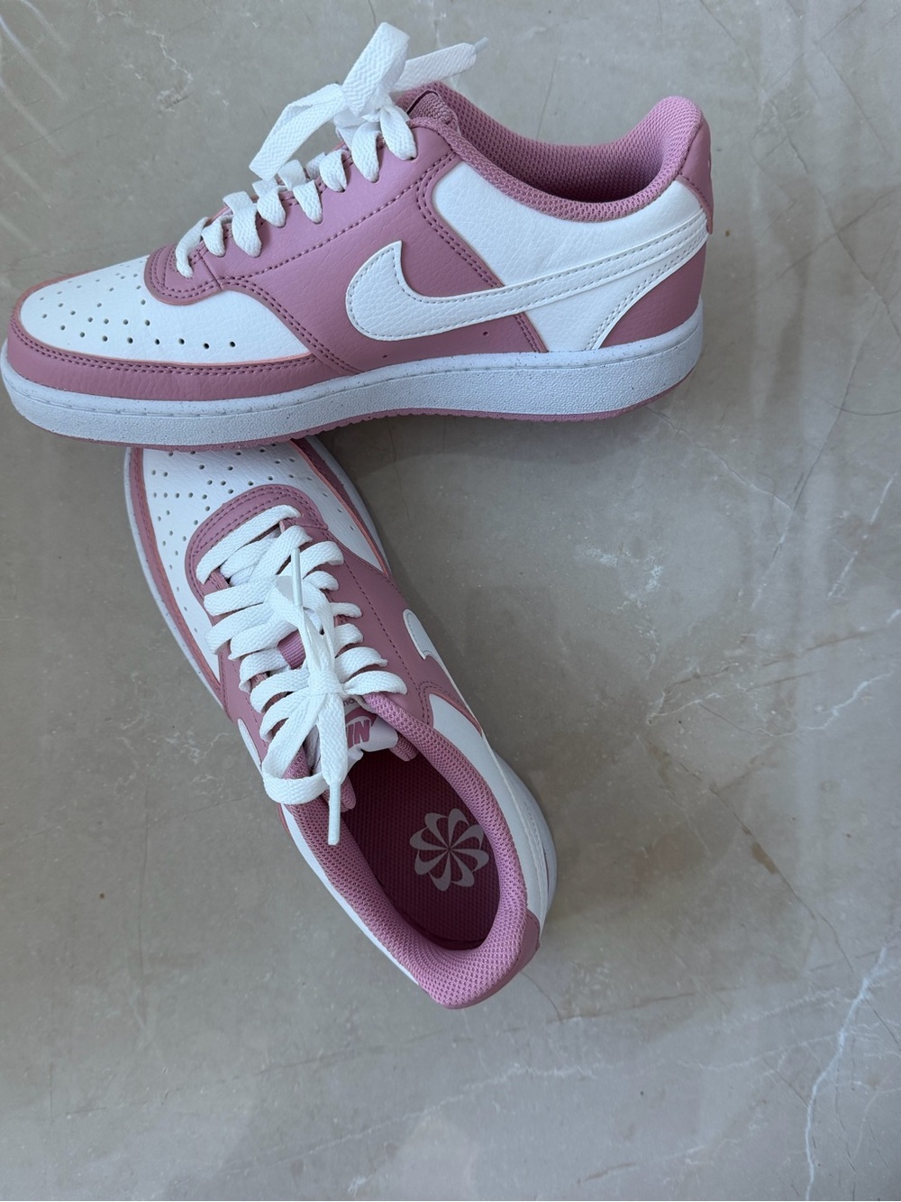 NWOT Nike Pink and White Low-Top Sneakers